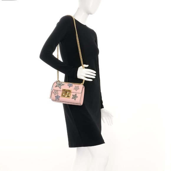 Gucci Crystal Star Small Padlock Shoulder Bag Pink New with Dust Bag - Picture 10 of 11